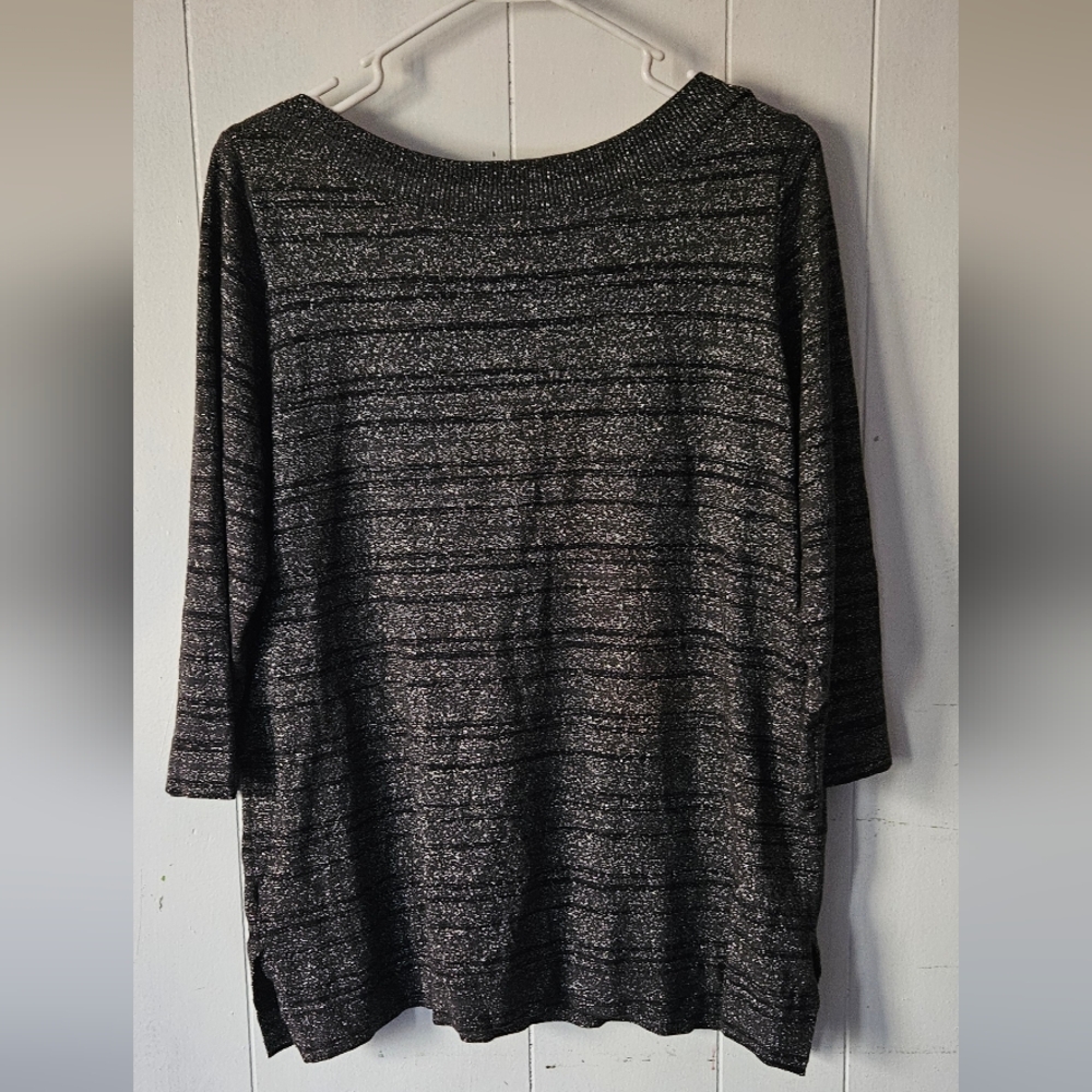 Worthington Black and Silver Stretch Knit Top - Picture 4 of 5